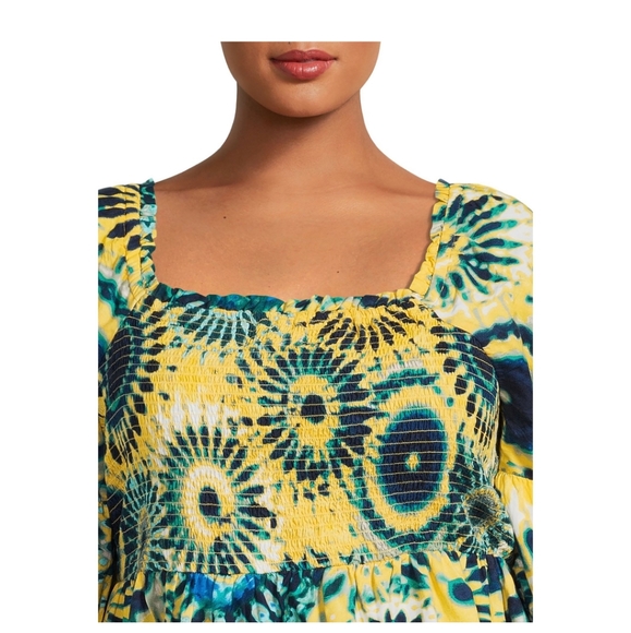 Terra and sky Bell sleeves smock neck 2X - Picture 4 of 8